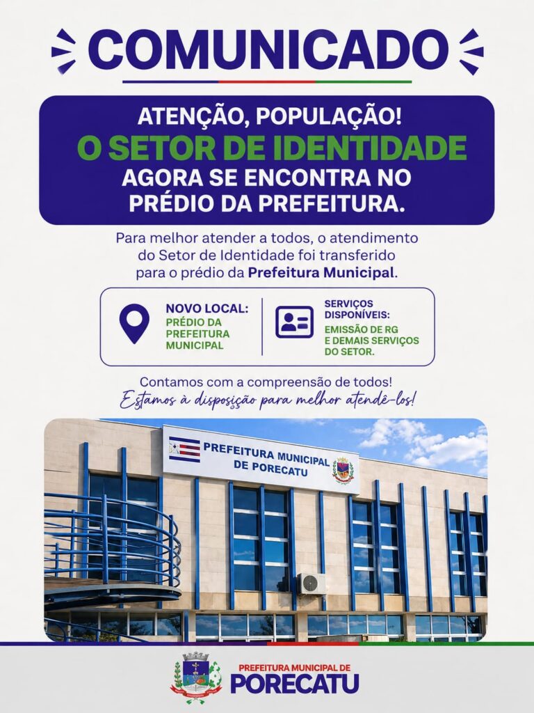 Setor de Identidade passa a atender no prédio da Prefeitura Municipal