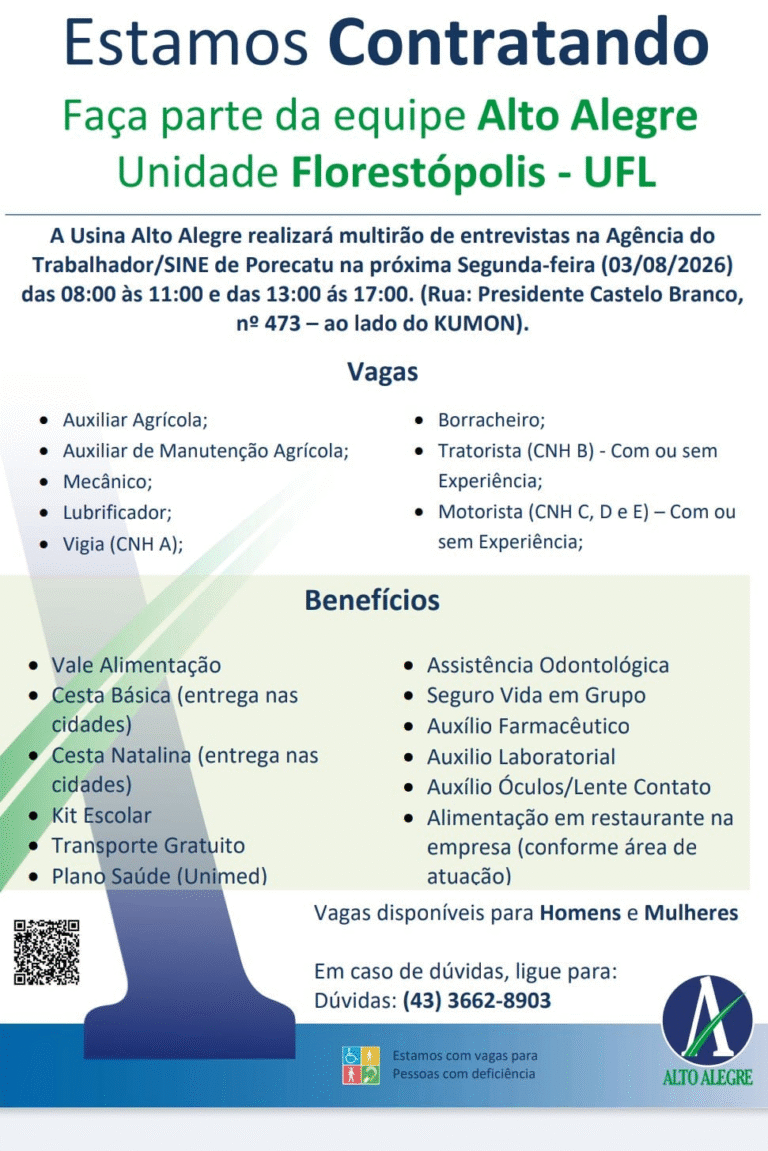 Agência do Trabalhador de Porecatu promove mutirão de vagas para a Usina Alegre