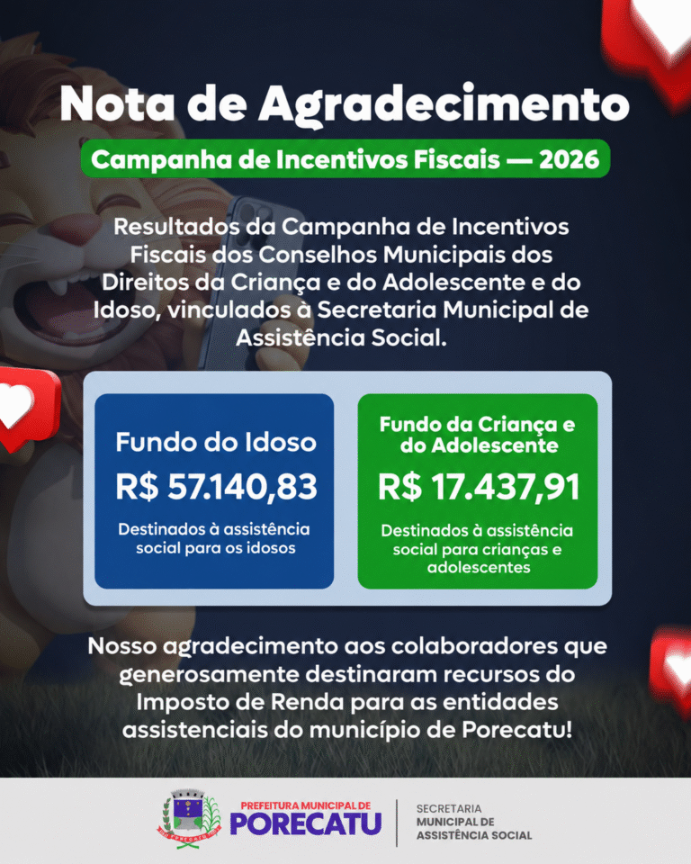 Nota de Agradecimento – Campanha de Incentivos Fiscais 2026